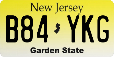 NJ license plate B84YKG