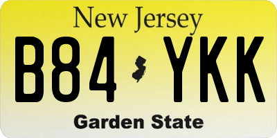 NJ license plate B84YKK