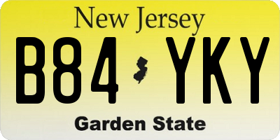 NJ license plate B84YKY