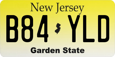 NJ license plate B84YLD