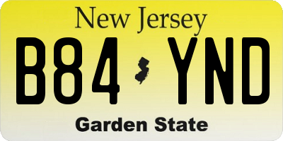 NJ license plate B84YND
