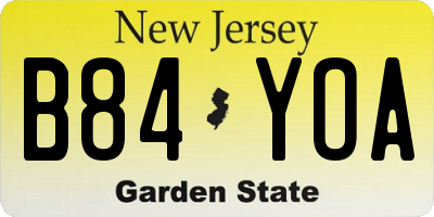 NJ license plate B84YOA