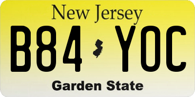 NJ license plate B84YOC