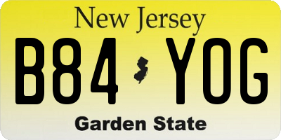 NJ license plate B84YOG