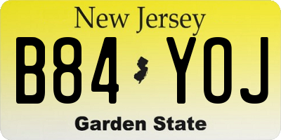 NJ license plate B84YOJ