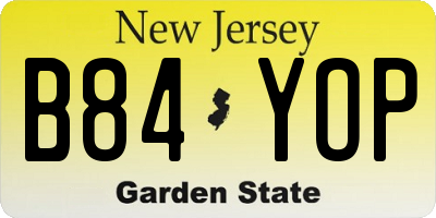 NJ license plate B84YOP