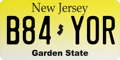 NJ license plate B84YOR