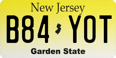 NJ license plate B84YOT