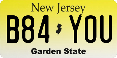NJ license plate B84YOU