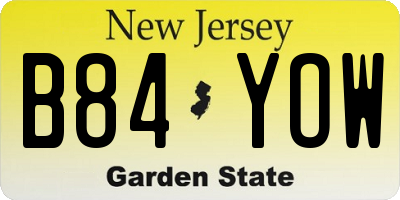 NJ license plate B84YOW
