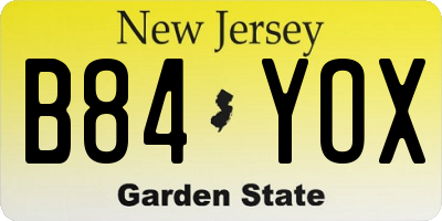 NJ license plate B84YOX
