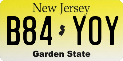 NJ license plate B84YOY