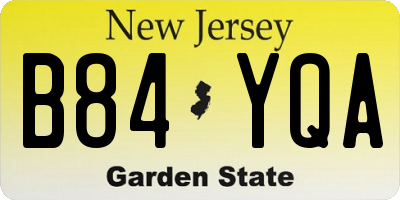 NJ license plate B84YQA