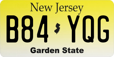 NJ license plate B84YQG