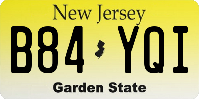 NJ license plate B84YQI