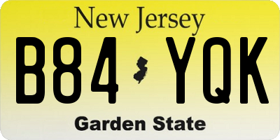 NJ license plate B84YQK