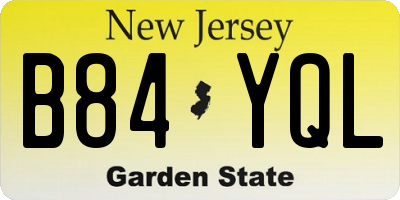 NJ license plate B84YQL