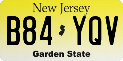 NJ license plate B84YQV