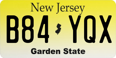 NJ license plate B84YQX