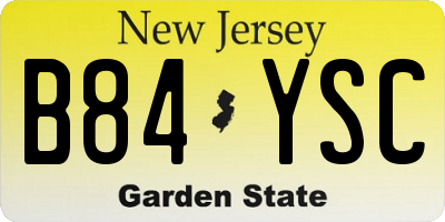 NJ license plate B84YSC
