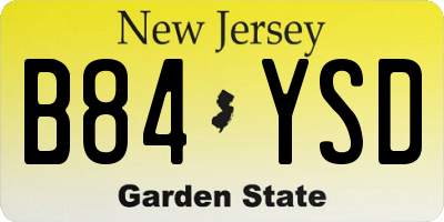 NJ license plate B84YSD