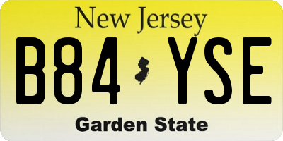 NJ license plate B84YSE