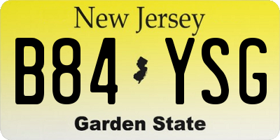 NJ license plate B84YSG