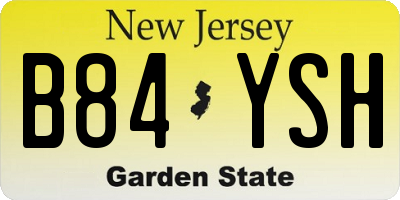 NJ license plate B84YSH