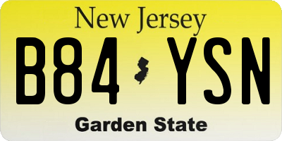 NJ license plate B84YSN