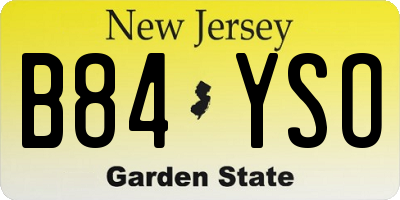 NJ license plate B84YSO