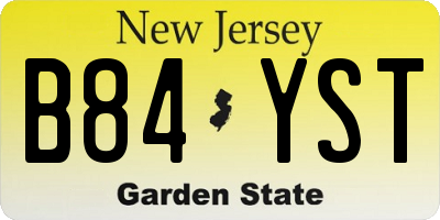 NJ license plate B84YST