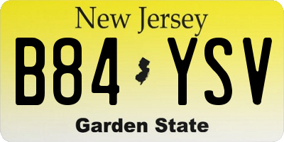 NJ license plate B84YSV