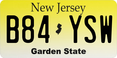 NJ license plate B84YSW