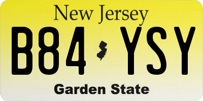 NJ license plate B84YSY