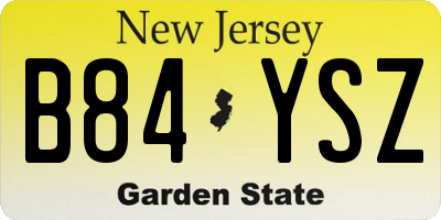NJ license plate B84YSZ