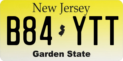 NJ license plate B84YTT