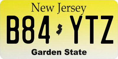 NJ license plate B84YTZ
