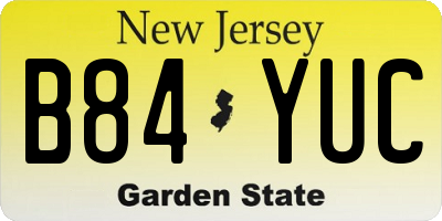 NJ license plate B84YUC