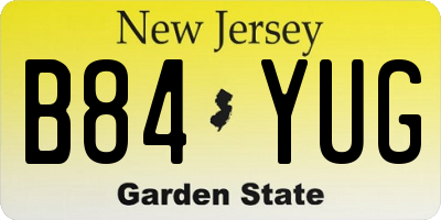 NJ license plate B84YUG