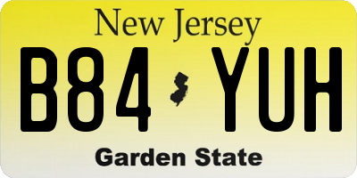 NJ license plate B84YUH