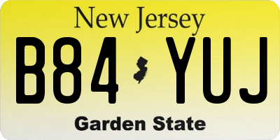 NJ license plate B84YUJ