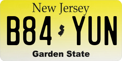 NJ license plate B84YUN