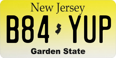 NJ license plate B84YUP