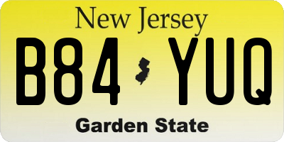 NJ license plate B84YUQ