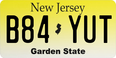 NJ license plate B84YUT
