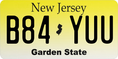 NJ license plate B84YUU
