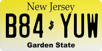 NJ license plate B84YUW