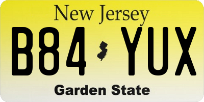 NJ license plate B84YUX
