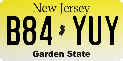 NJ license plate B84YUY