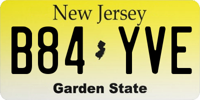 NJ license plate B84YVE